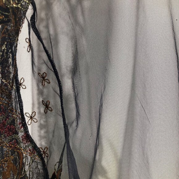 Womens Chicos Sheer Embroidered Mesh Open Cardigan Black Rust Gold L - Picture 7 of 8